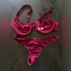 Red unlined bra and underwear